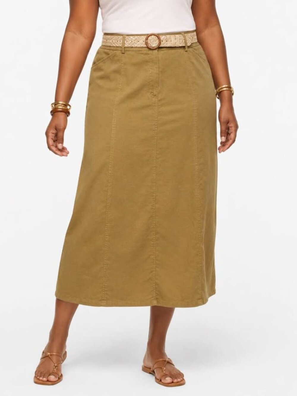 Talbots Classic Minimal Neutral Tailored Khaki A-Line Midi VTG Skirt [size 16]